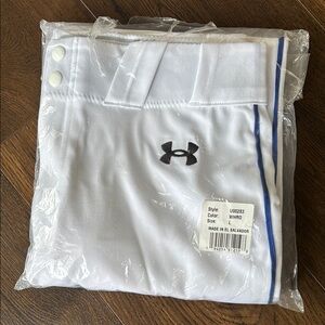 Under Armour White Baseball Pants with Blue Trim